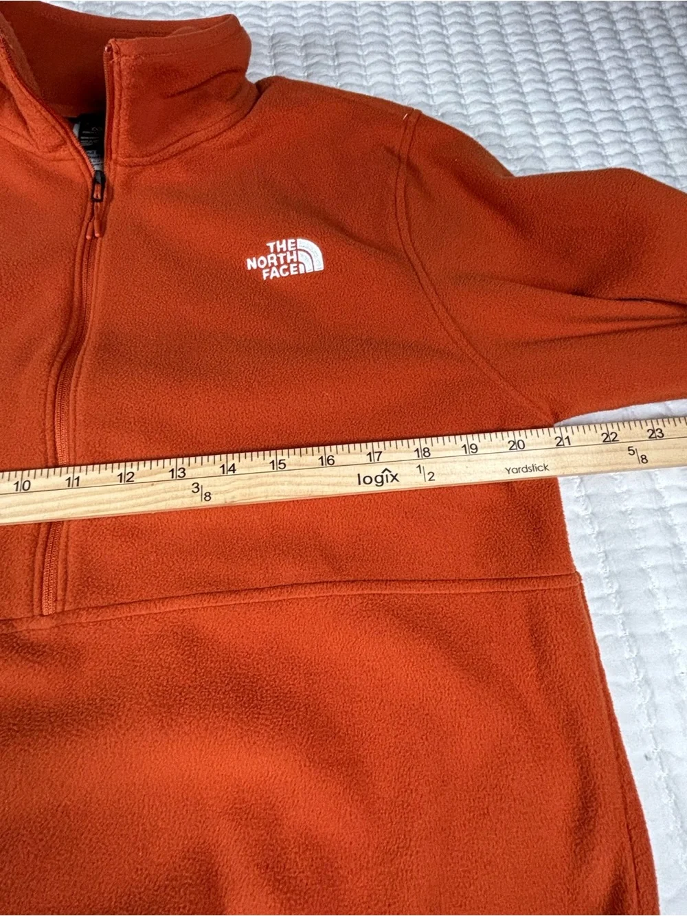 The North Face Men's Medium Orange Quarter Zip Fleece Pullover Outdoor Hiking